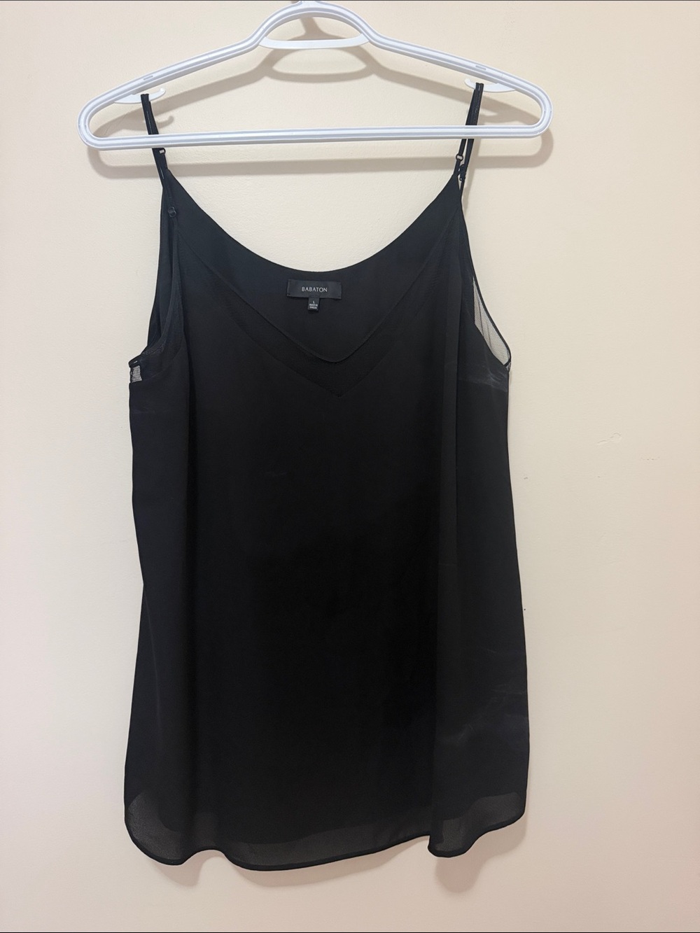 Babaton Black Chiffon V-Neck Spaghetti Strap Camisole